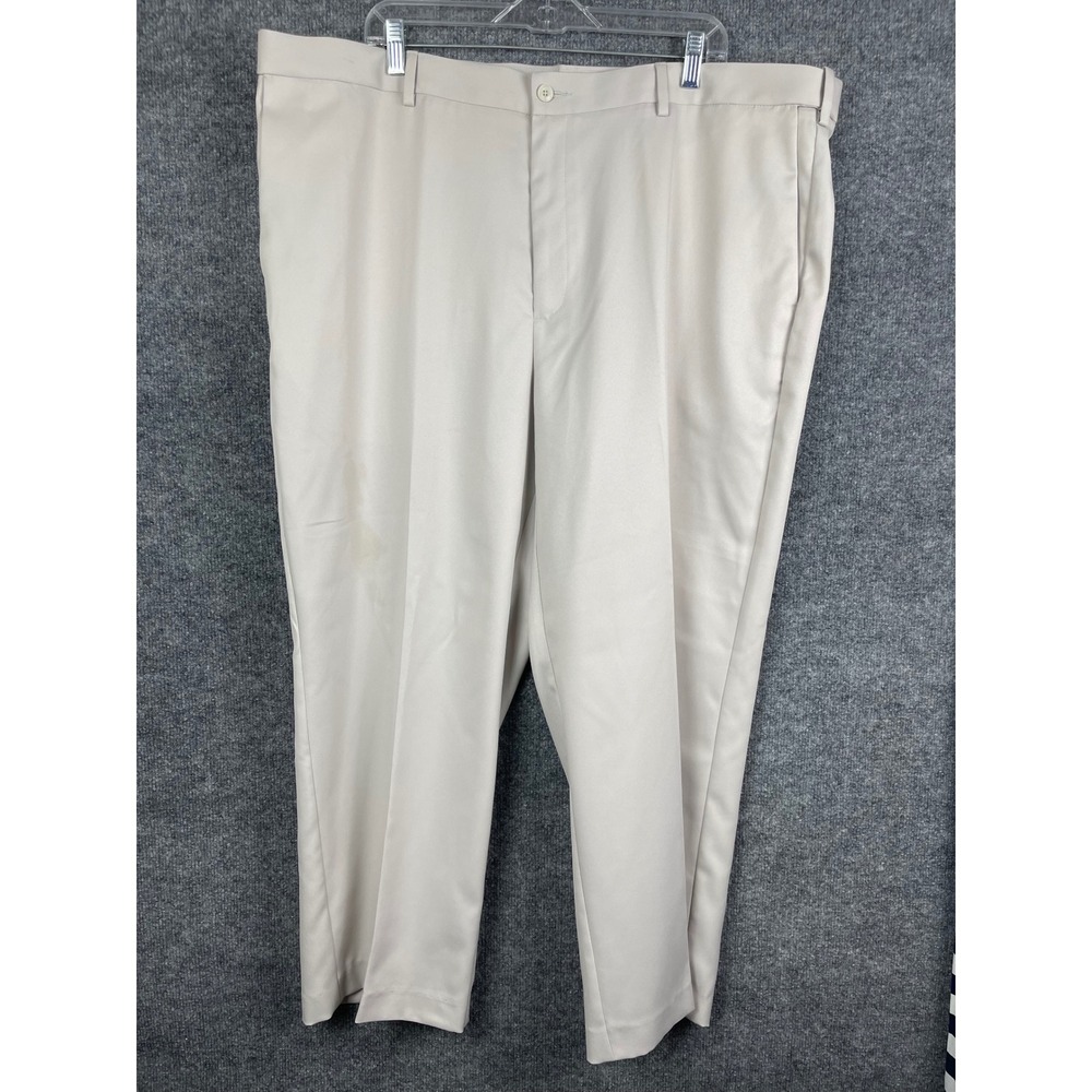 PGA Tour Golf Pants Men's 44x30 Beige Good‎ Flat Front Performance Trousers